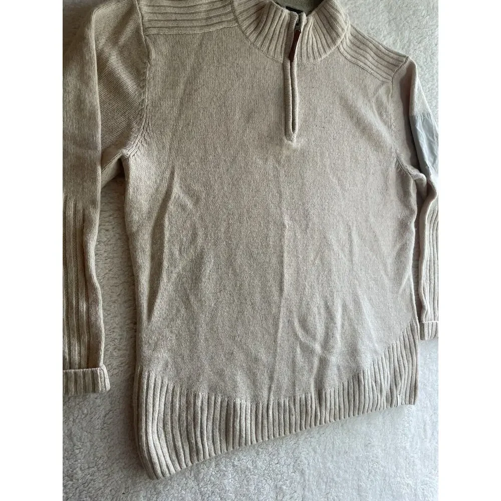 Columbia XCO Wool Sweater Mens XL Beige Color 1/4 Zip Pullover